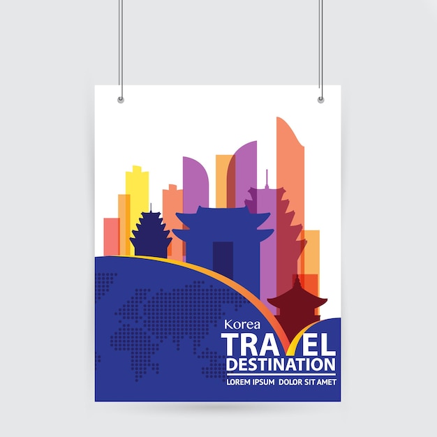 Vector ilustración concepto de destino de viaje de corea del sur