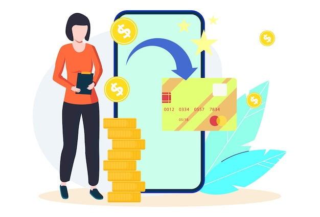 Ilustración del concepto de devolución de dinero elegante y hermosa