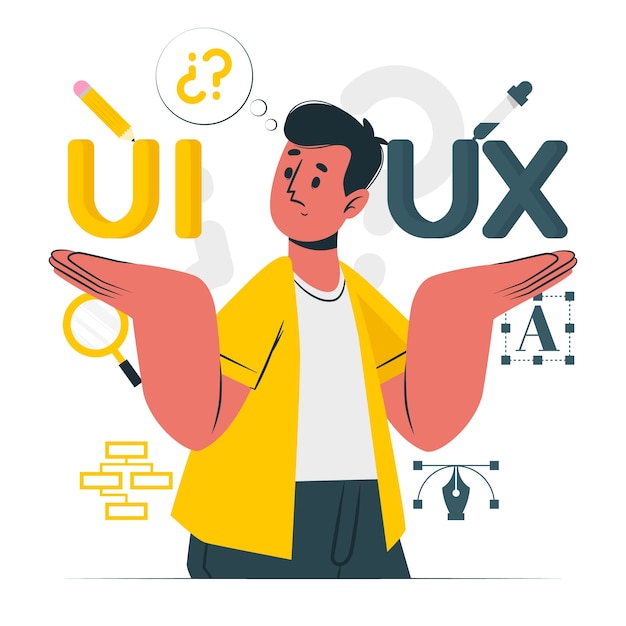 Ilustración del concepto de diferencias ui-ux