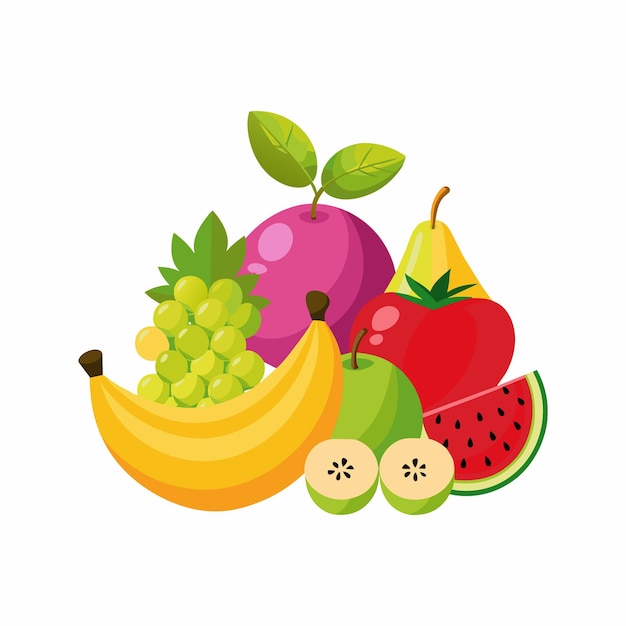 Vector ilustración del concepto de diferentes tipos de frutas