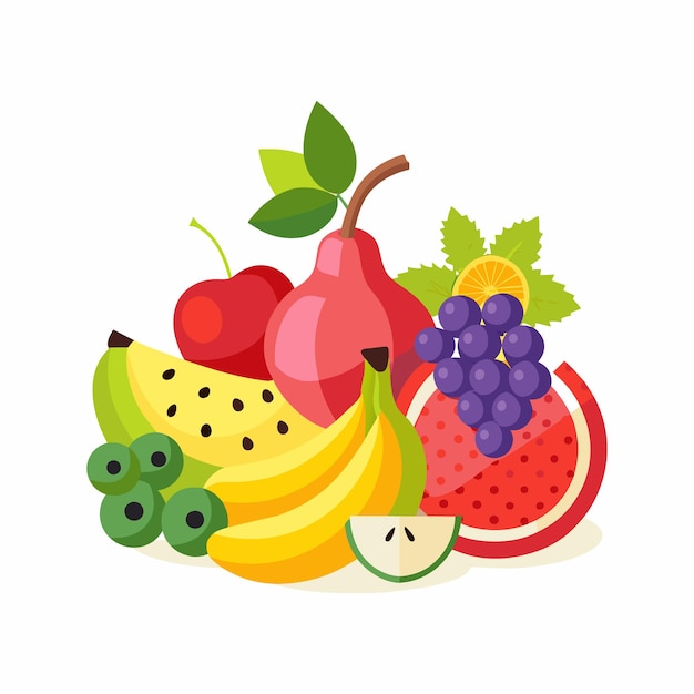 Ilustración del concepto de diferentes tipos de frutas