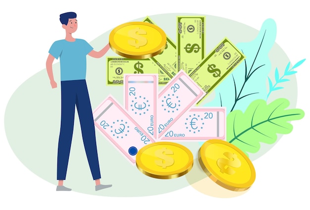Ilustración del concepto del dinero elegante y hermosa