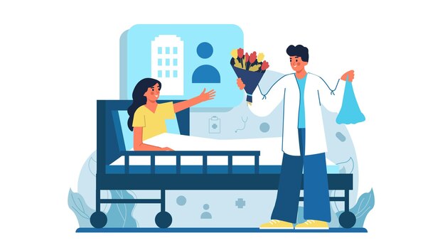 Ilustración del concepto de diseño gráfico vectorial 2D del hospital