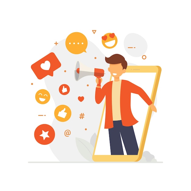 Ilustración de concepto de diseño de influencer de redes sociales