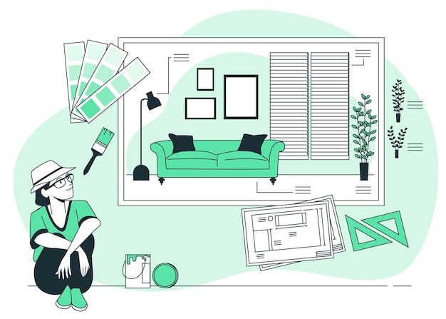 Ilustración del concepto de diseño de interiores