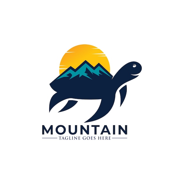 Ilustración de concepto de diseño de logotipo de tortuga de montaña