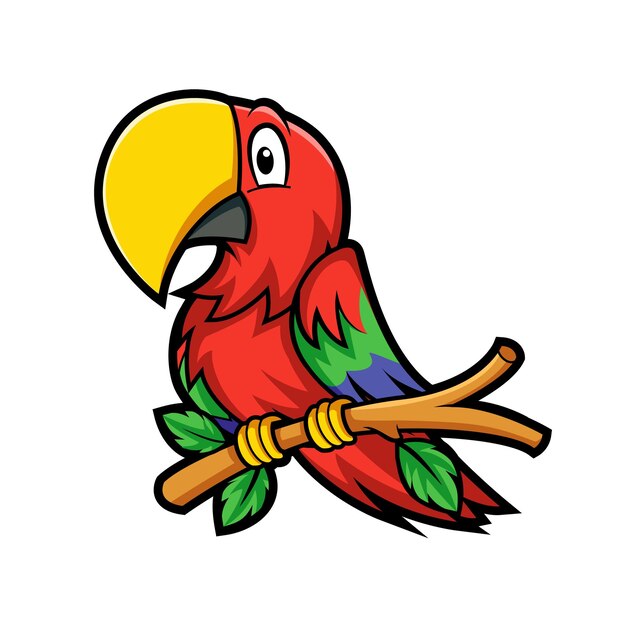 Vector ilustración del concepto de diseño de la mascota del logotipo del deporte del loro