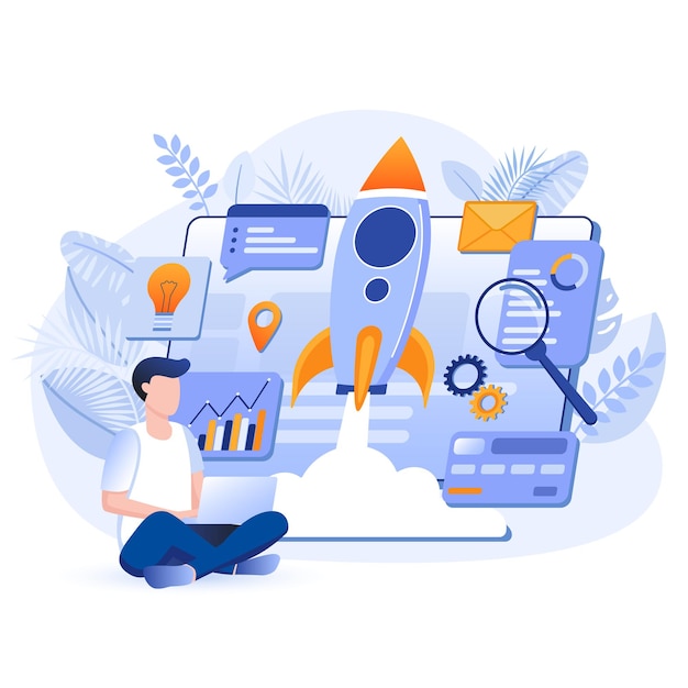 Ilustración de concepto de diseño plano de nueva empresa de inicio