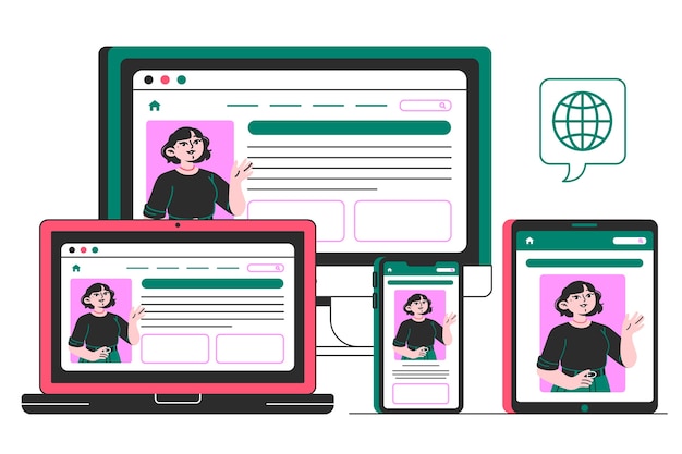 Ilustración del concepto de dispositivos web