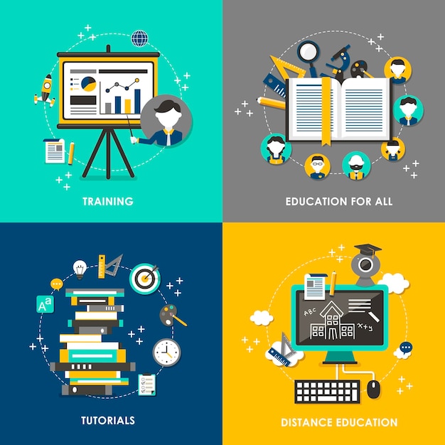 Vector ilustración del concepto de educación en estilo de diseño plano