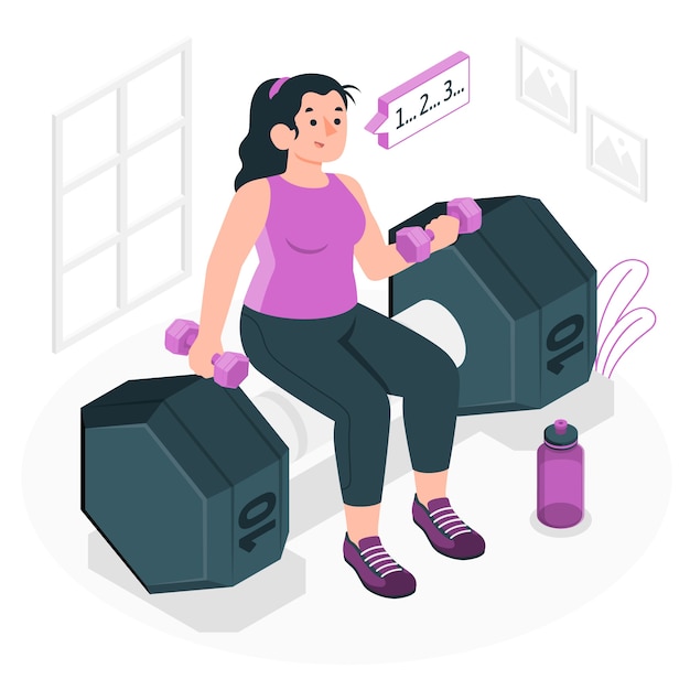 Ilustración del concepto de ejercicio con mancuernas
