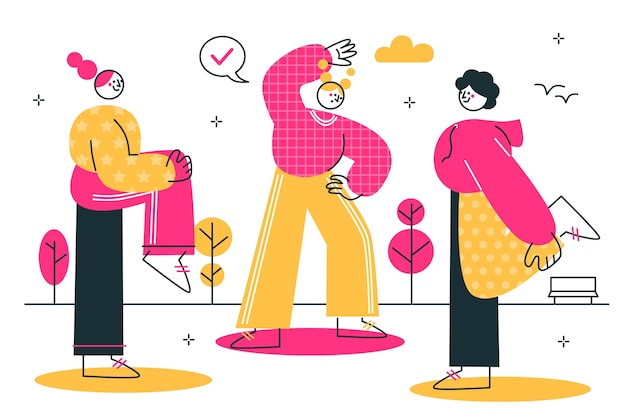 Ilustración del concepto de ejercicios de estiramiento