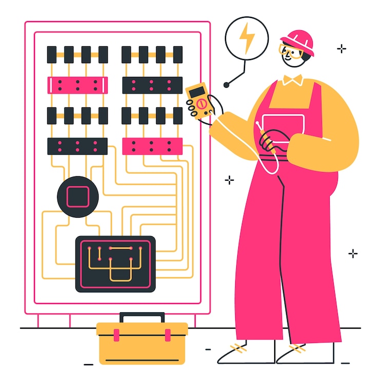 Vector ilustración del concepto de electricista