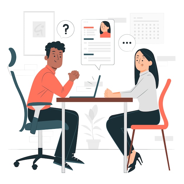 Ilustración del concepto de entrevista de trabajo