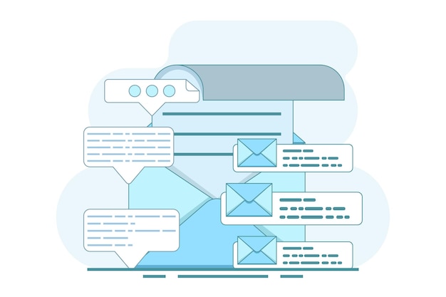 Ilustración El concepto de enviar y recibir mensajes de correo electrónico o redes sociales o chat