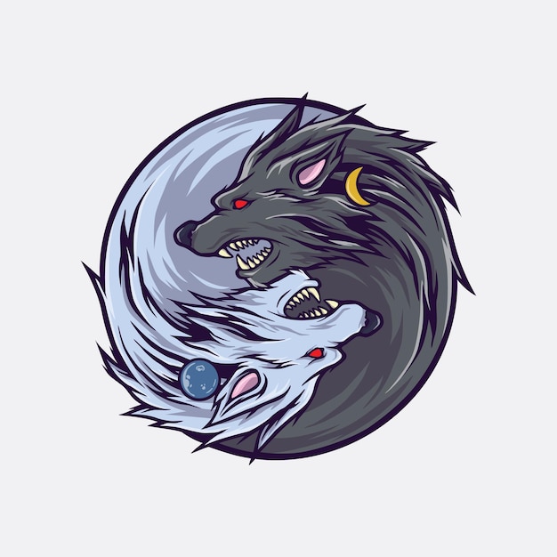 Ilustración de concepto de equilibrio de lobo nocturno