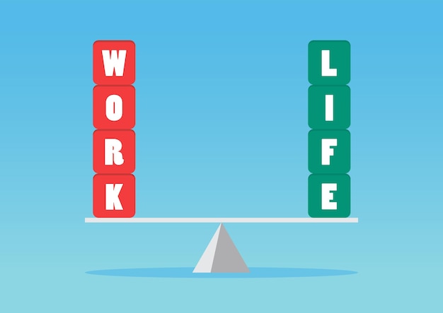 Ilustración del concepto de equilibrio entre la vida laboral y personal. Ilustración vectorial