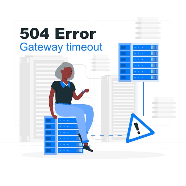 Ilustración del concepto de error 504 tiempo de espera de puerta de enlace