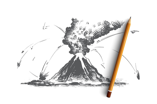 Ilustración del concepto de erupción volcánica