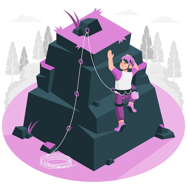 Ilustración del concepto de escalada de un niño