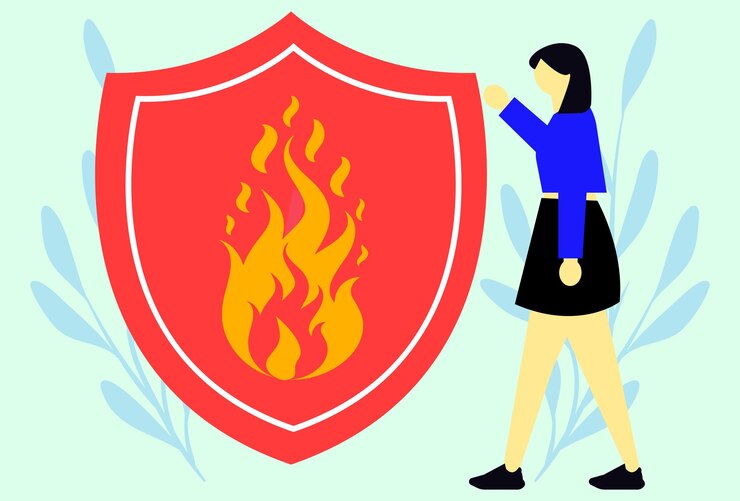 Vector ilustración del concepto del escudo de fuego elegante y hermosa