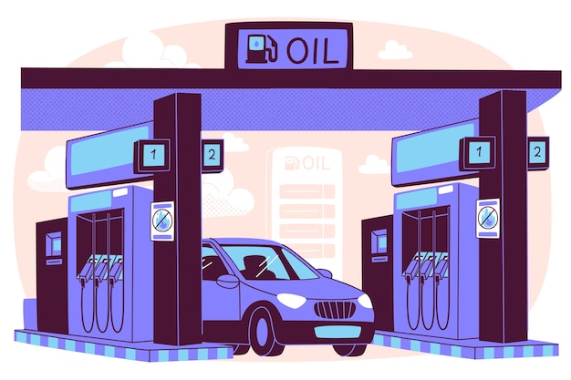 Ilustración de concepto de estación de combustible