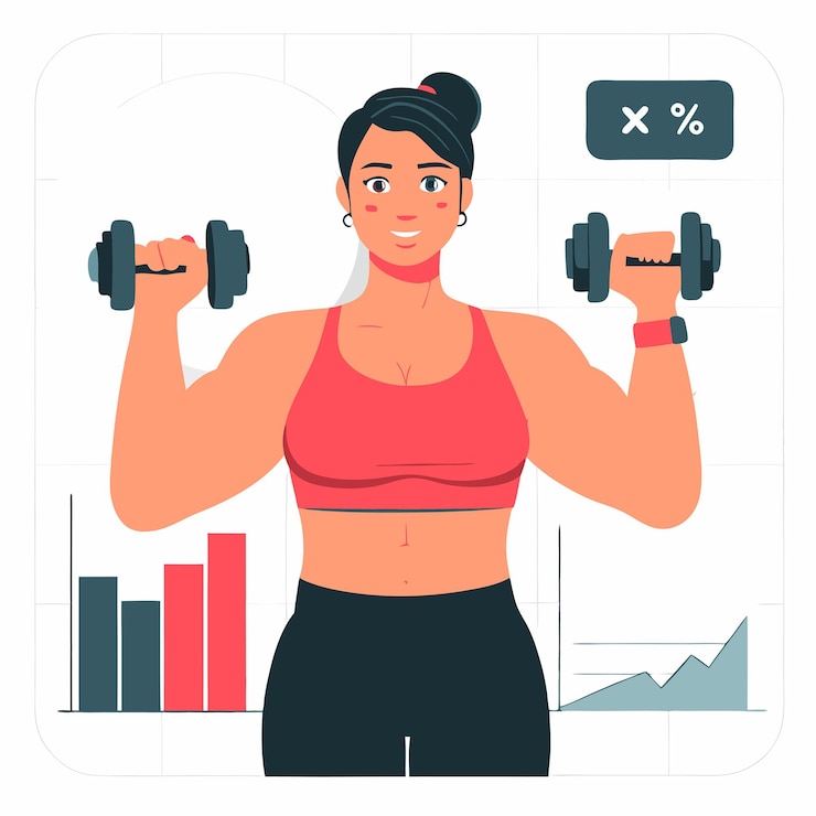 Vector ilustración del concepto de estadísticas de aptitud física para la mejora personal