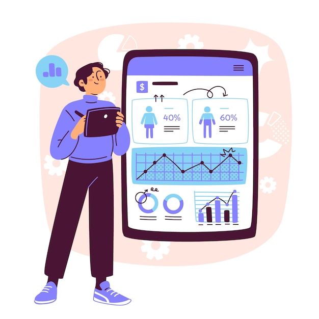 Ilustración de concepto de estadísticas de diseño