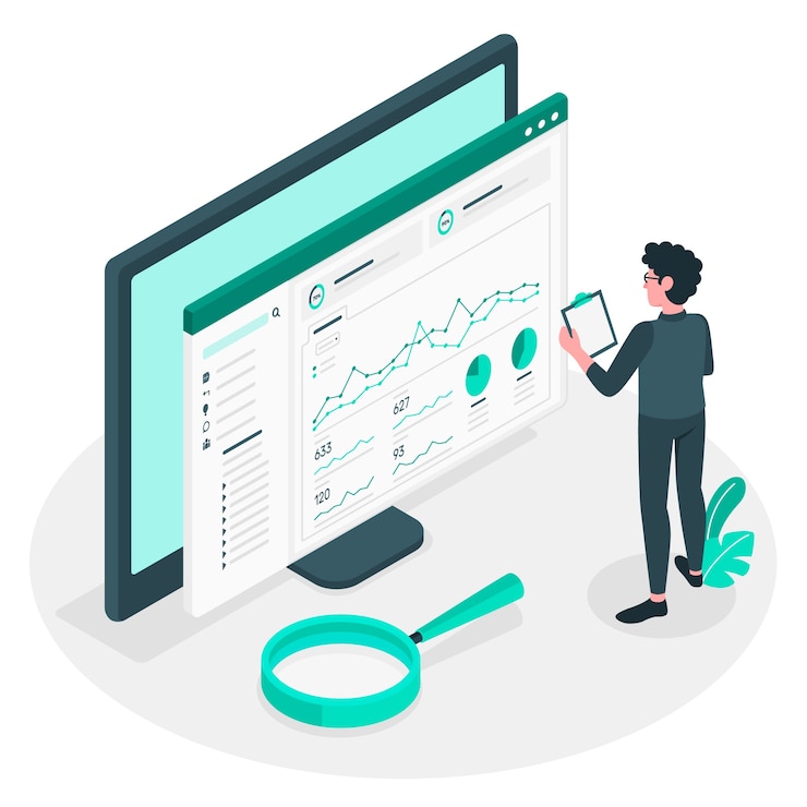 Vector ilustración del concepto de estadísticas del sitio