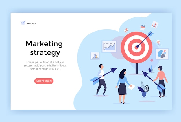 Ilustración del concepto de estrategia de marketing, perfecta para diseño web, banner, aplicación móvil, página de destino