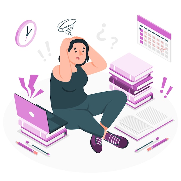 Ilustración del concepto de estrés estudiantil