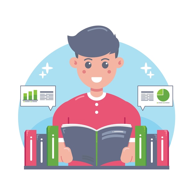 Ilustración del concepto de estudio y aprendizaje