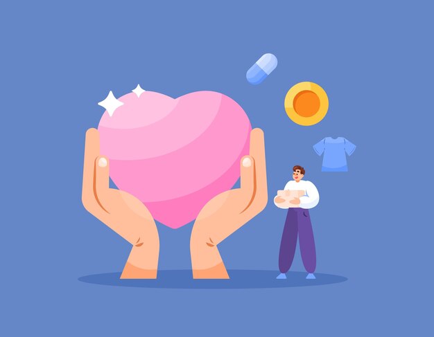 Ilustración del concepto de evento de caridad y donación humanitaria