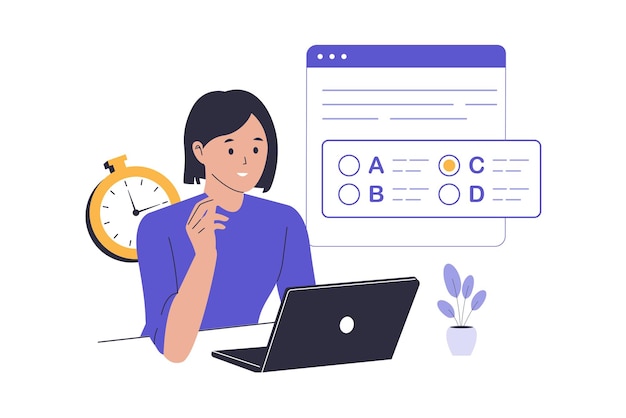 Ilustración del concepto de examen en línea