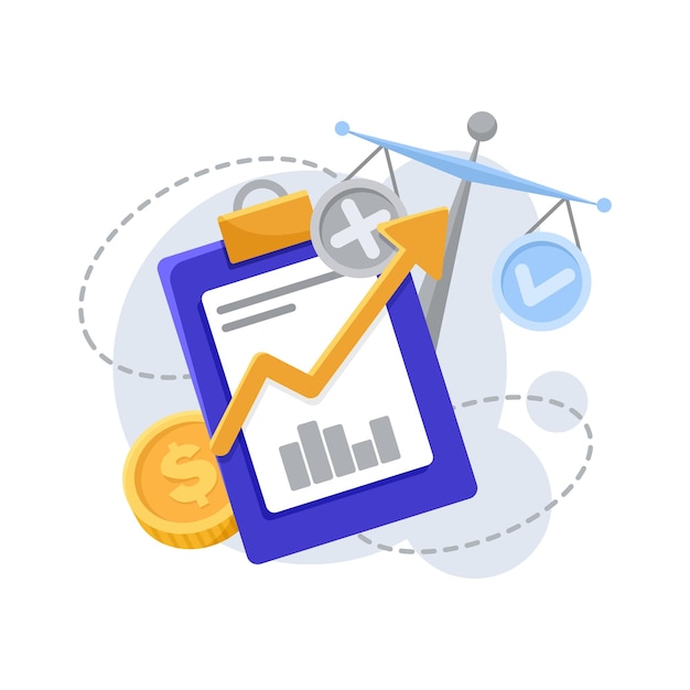 Ilustración del concepto de éxito empresarial con cartel de recortes e ilustración vectorial de escalas