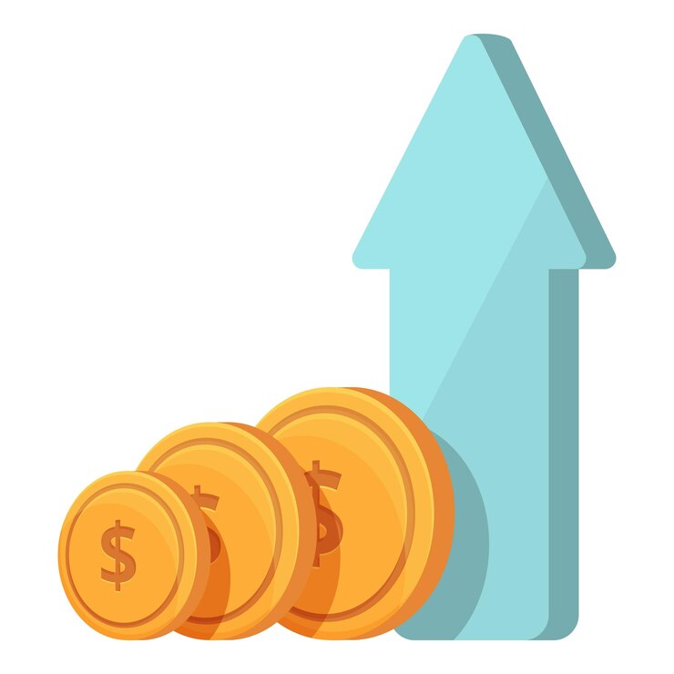 Vector ilustración del concepto de éxito financiero en aumento