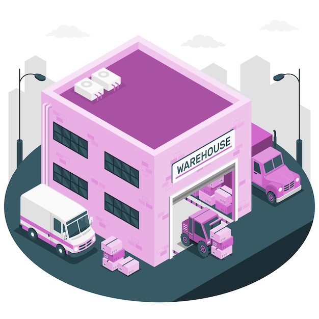 Ilustración del concepto exterior de almacén