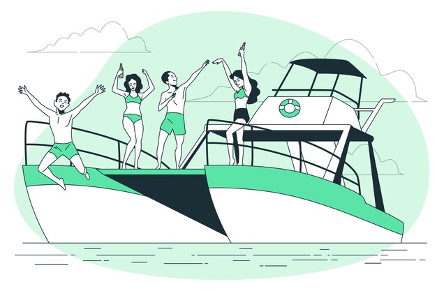 Ilustración del concepto de fiesta en barco