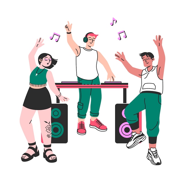 Ilustración del concepto de fiesta dj