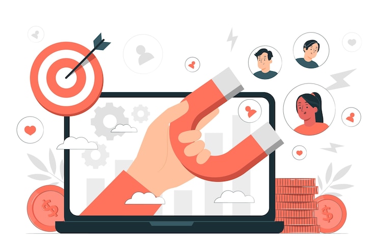 Vector ilustración del concepto de generación de nuevos clientes potenciales