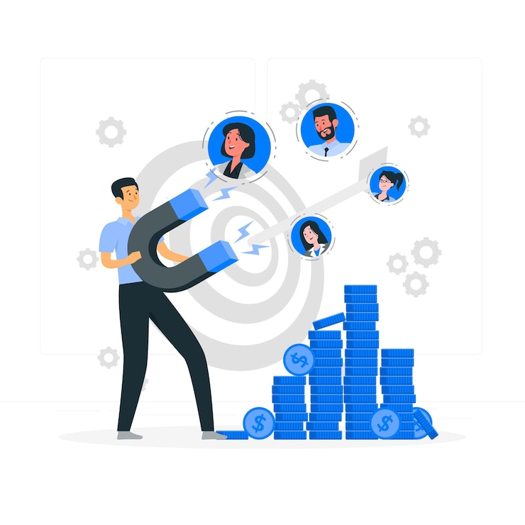 Vector ilustración del concepto de generación de nuevos clientes potenciales