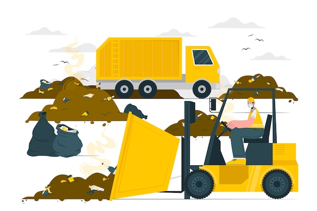 Ilustración del concepto de gestión de basura