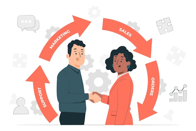Ilustración del concepto de gestión de relaciones con el cliente