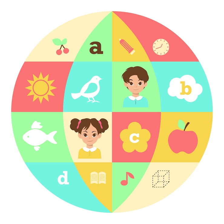 Vector ilustración de concepto de globo de niños de escuela
