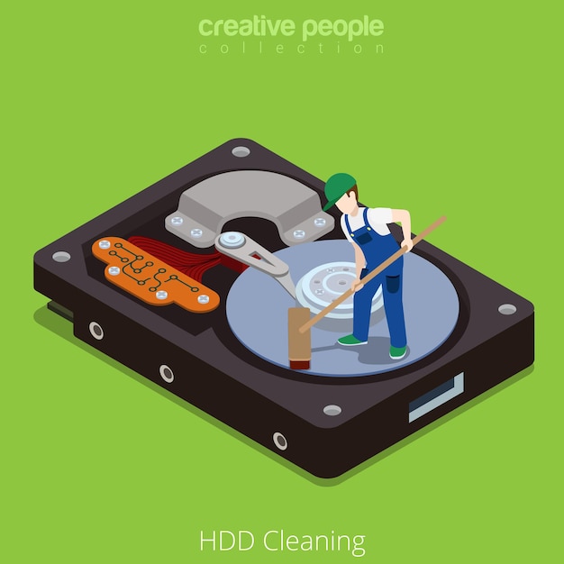 Ilustración de concepto de hardware de computadora de tecnología de estilo isométrico isométrico plano 3d