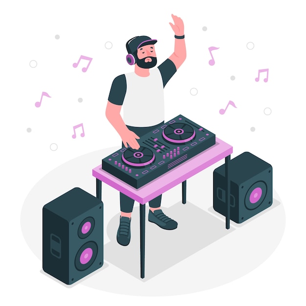 Ilustración de concepto de hombre Dj