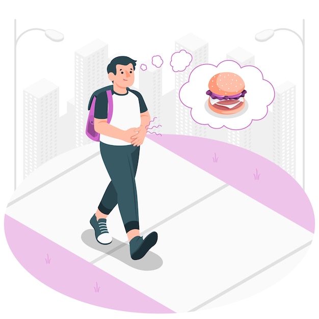 Ilustración del concepto de hombre hambriento