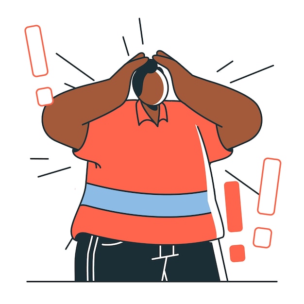 Ilustración del concepto de hombre sorprendido o emocionado