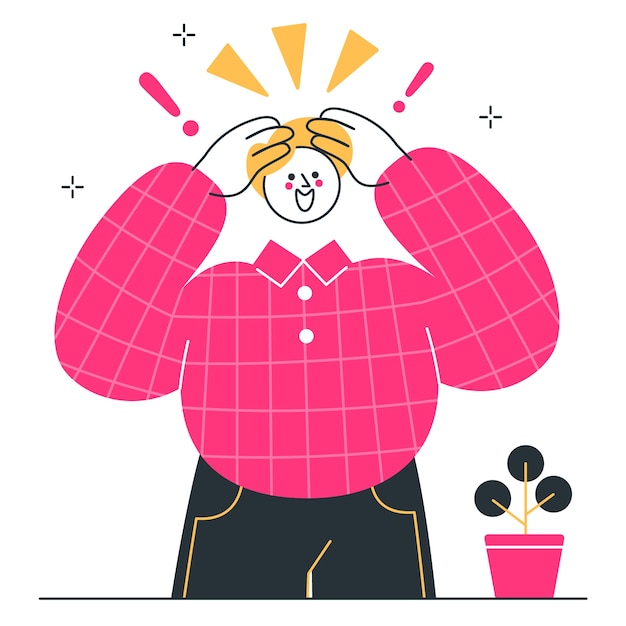 Ilustración del concepto de hombre sorprendido o emocionado