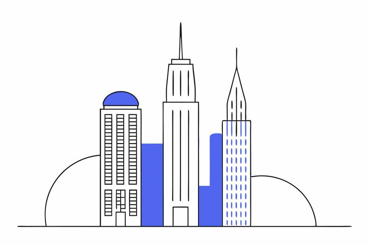Vector ilustración del concepto de horizonte de la ciudad sobre un fondo blanco